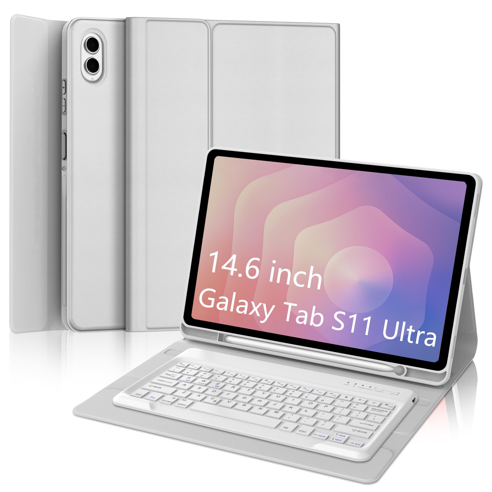 Keyboard Case for Samsung Galaxy Tab S12 Ultra/S11 Ultra 14.6 Inch, Magnetic Detachable Bluetooth Wireless Keypad, Smart Protective Cover with S Pen Holder for Samsung Tablet S12/S11 Ultra 14.6''