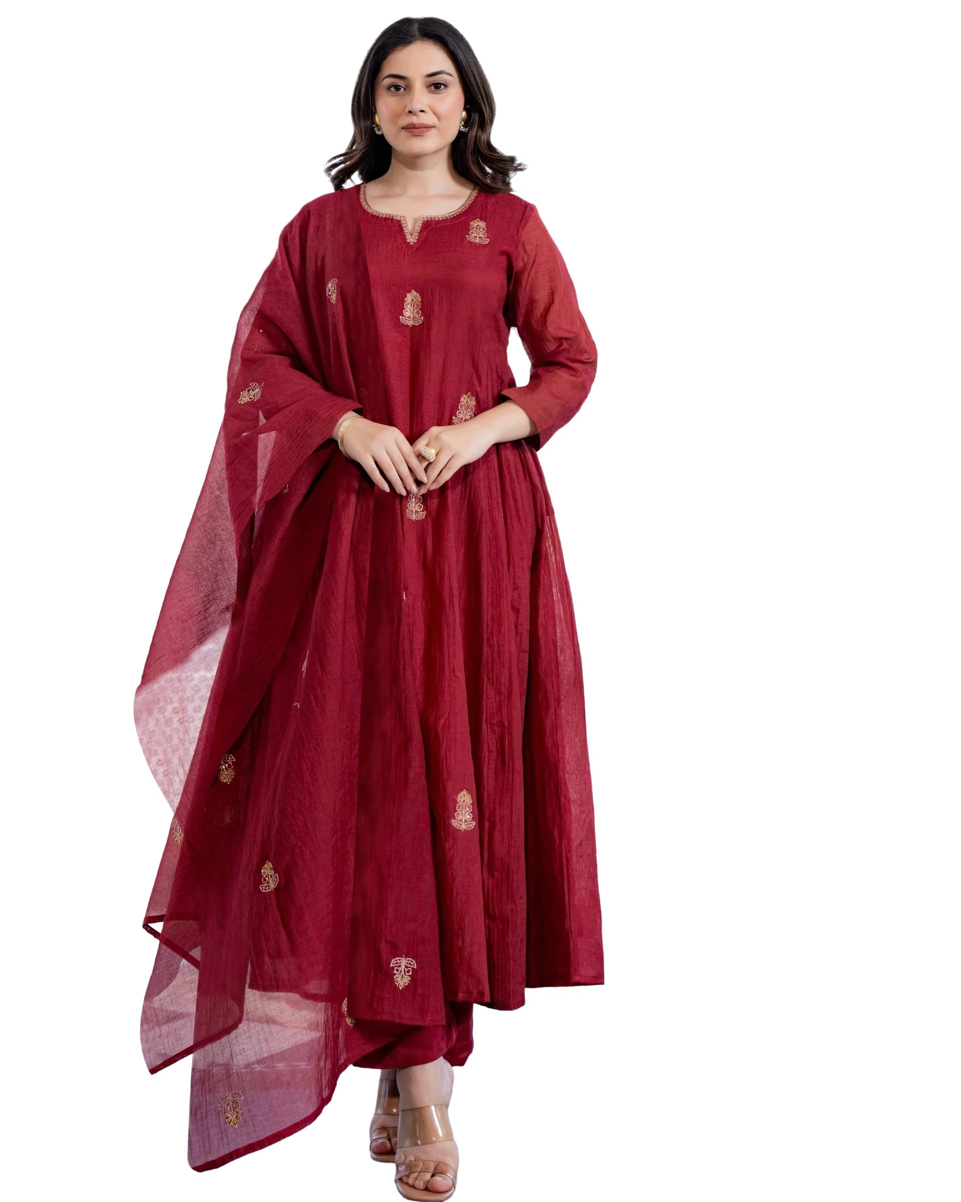 anni designer Women's Rayon Printed Regular Kurta with Pant & Dupatta-picture-17