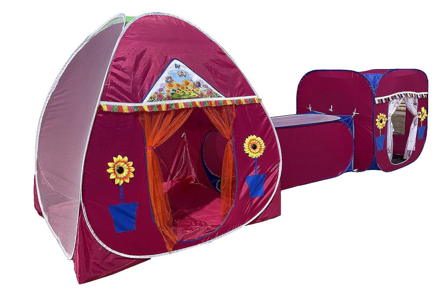 LittleStar 3 in 1 Cube Tent & Igloo Tent House with Crawl Tunnel, Kid’s Play House Jumbo Size Pink.