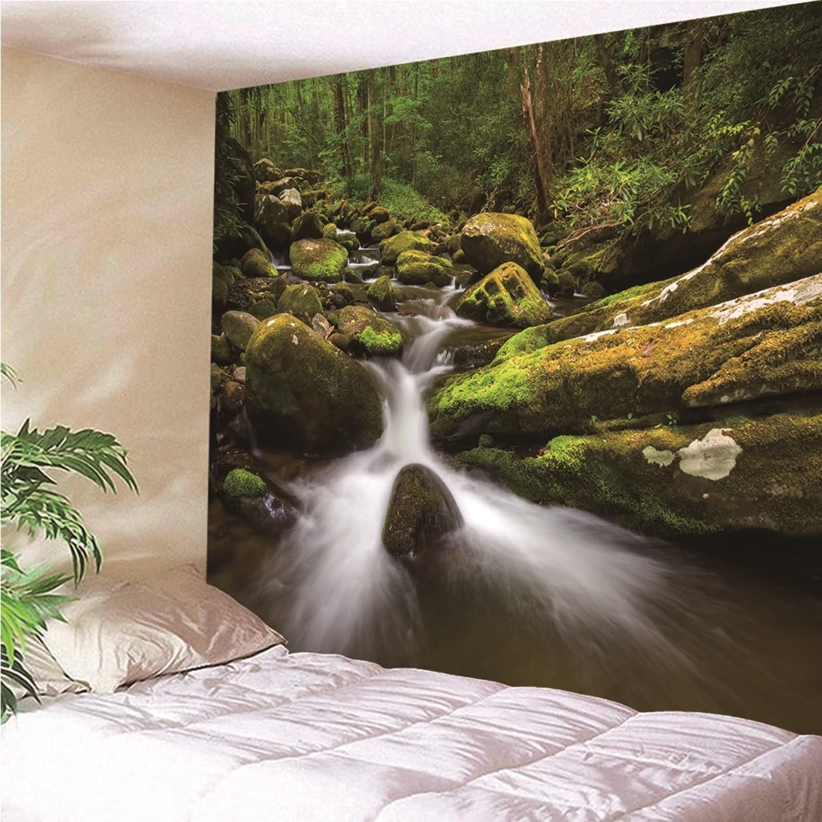 Aotiwe Arazzo in tessuto, arazzo moderno per esterni, stile semplice, motivo a freccia, verde, blu, poliestere, decorazione da parete, stile bohémien, 350 x 256 cm