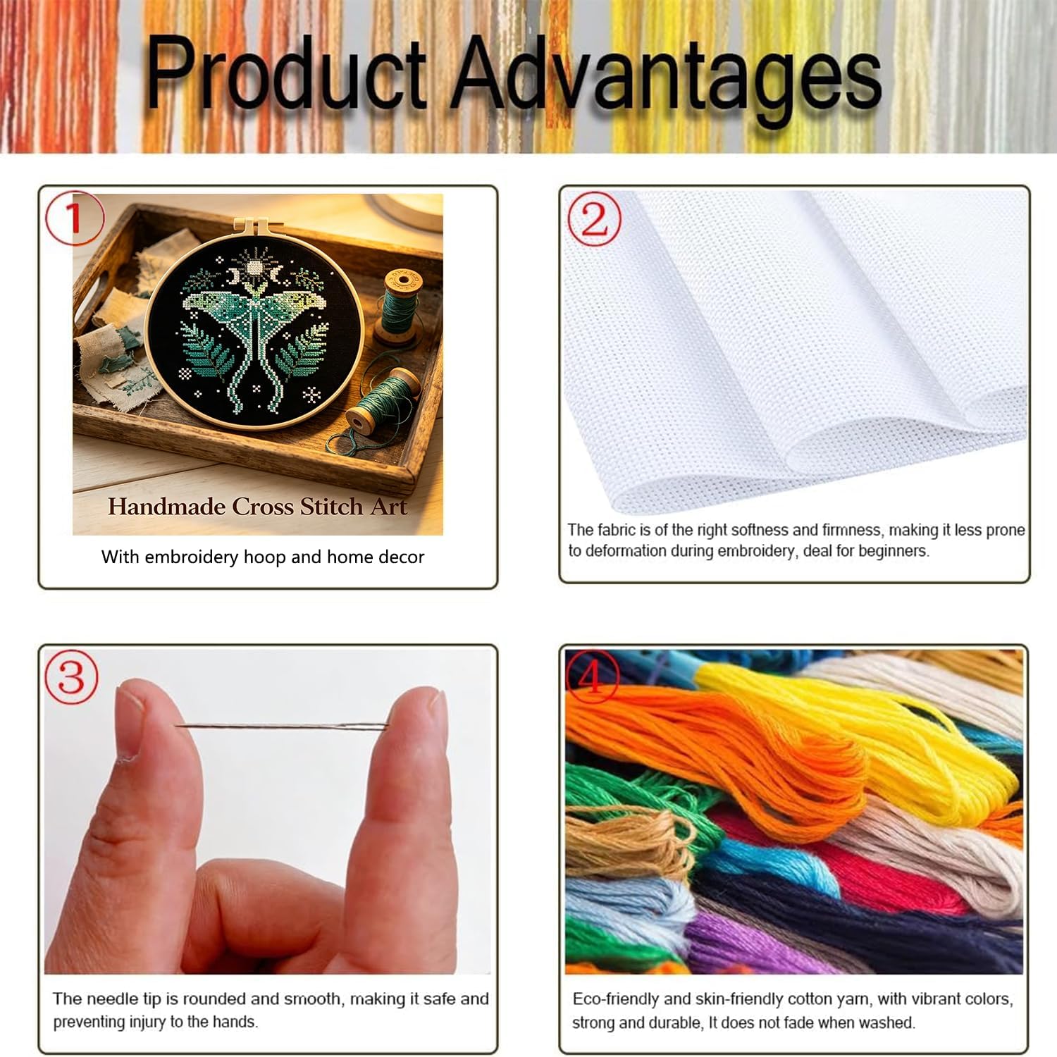 TCDZMYGS Cross Stitch Kits for Beginners,Moon Moth Stamped Cross Stitch Kits for Adults with Embroidery Hoop,Embroidery Kit 11CT Easy Cross-Stitch Arts and DIY Crafts for Adults Home Decor