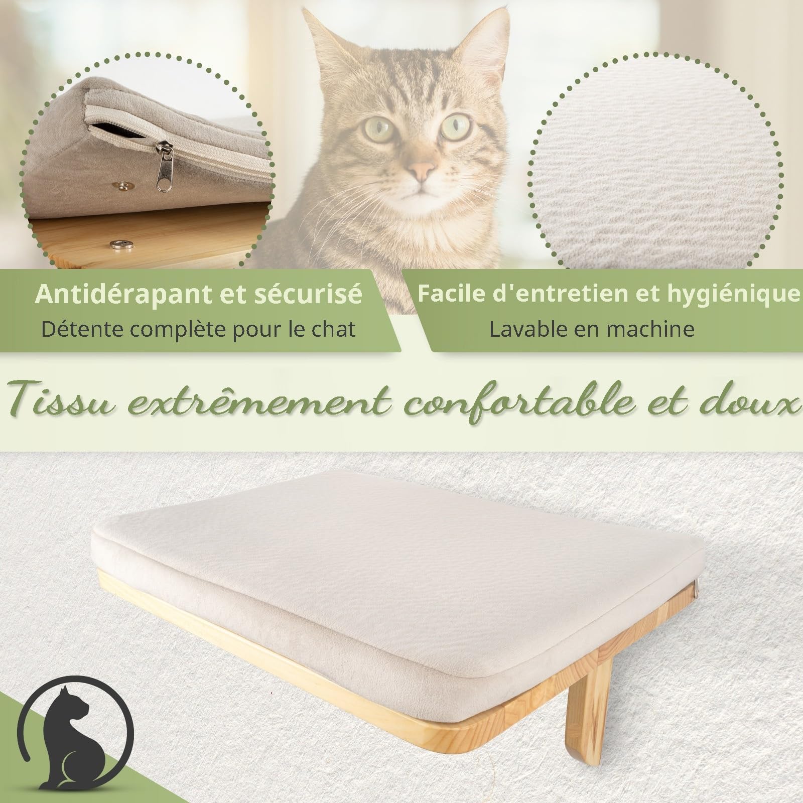 WOOWOOD® Mur d'escalade pour Chat avec 2 marches de Chat [Extra Grand et Stable] I Mur 3 pièces I Set Arbre à Chat Mural I Mur pour Chats I Chaise Longue Murale pour Chats