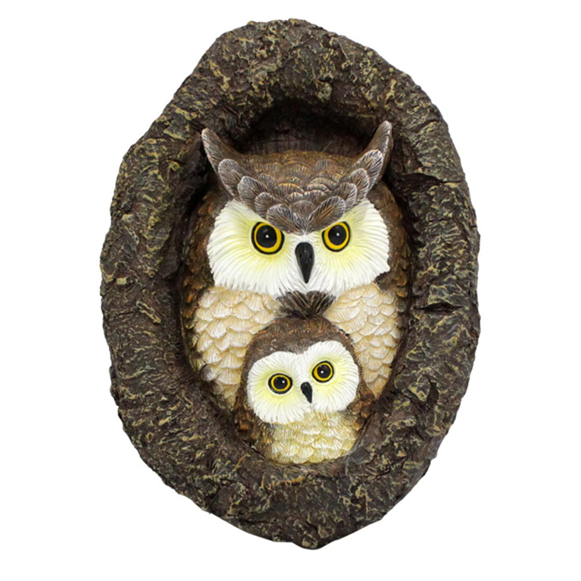 Statue de hibou en résine imperméable pour décoration d'arbre et jardin