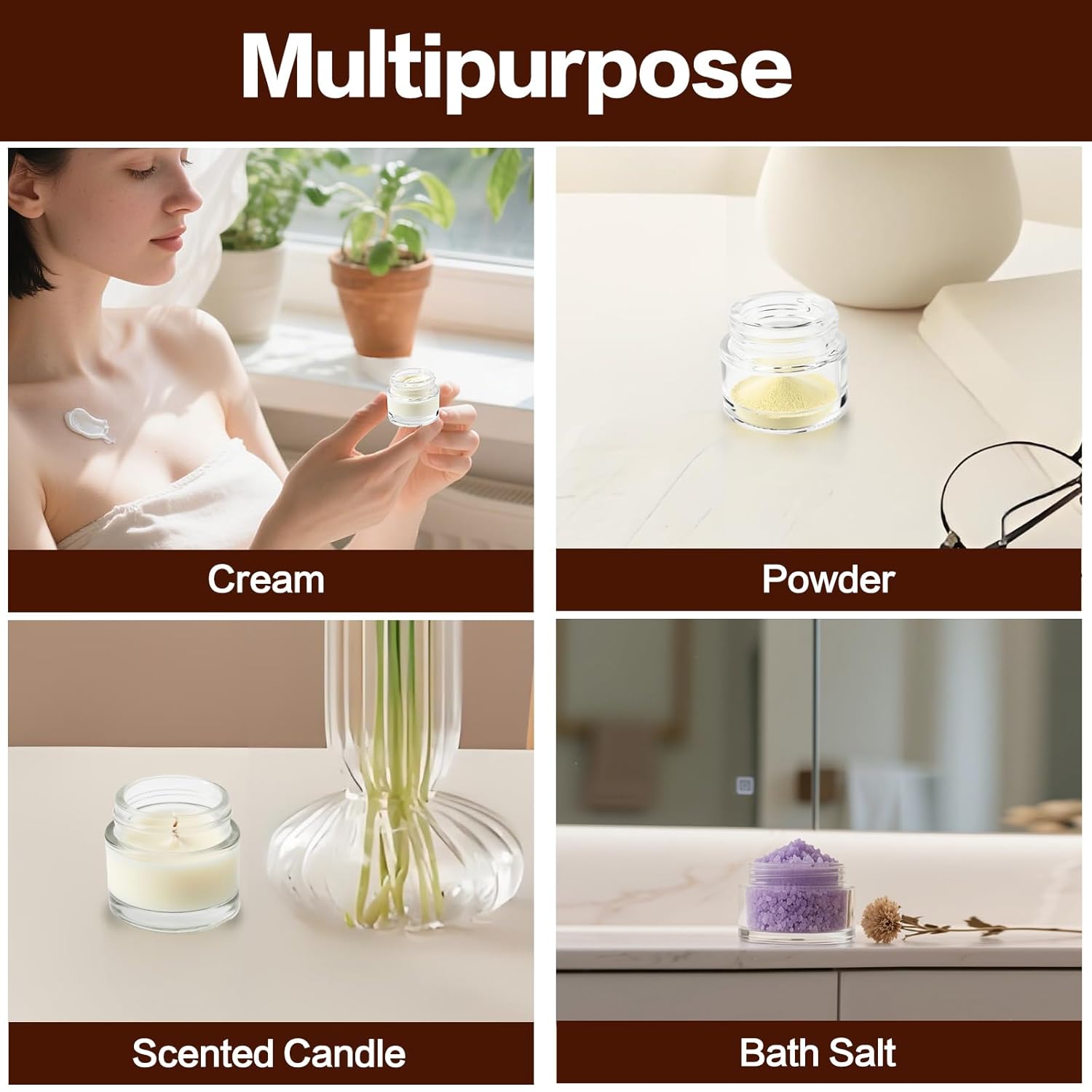 70 Pack 10ml Small Clear Jars with Black Lids, Empty Glass Cosmetic Containers with Liners Round Bulk Airtight Cream Bottle for Beauty Product Samples, Travel, Storing Lotions, Essences