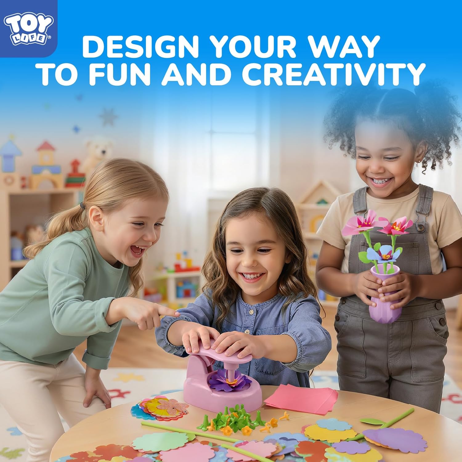 TOY Life Creative DIY Flower Bouquet Kit for Kids 4-12 – Flower Making Kit with Reusable Fabric Flowers – Girls Crafts Ages 4-6, Craft Kits for Kids Ages 4-8, Educational STEM Flower Craft Gift