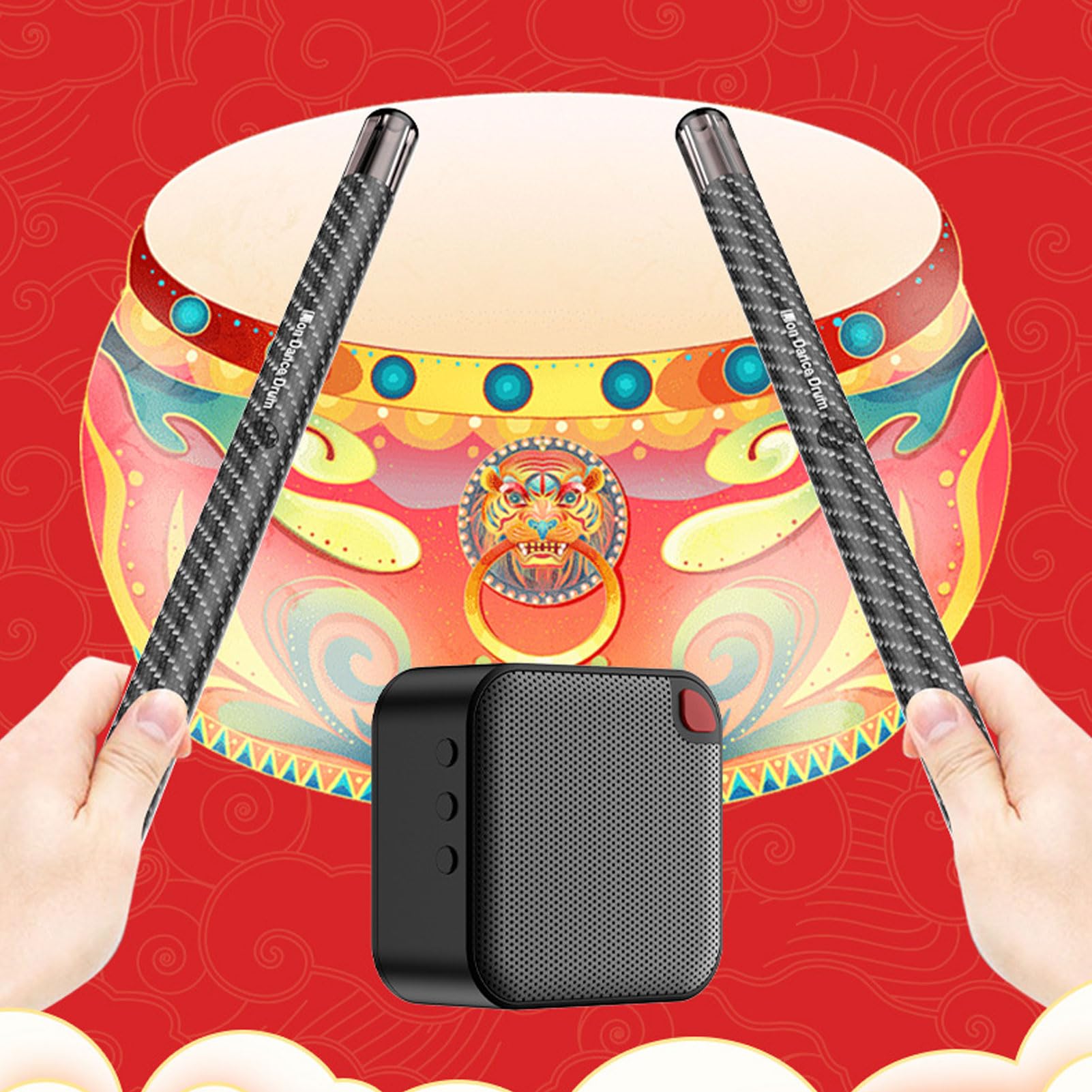 Asixxsix Elektronisches Schlagzeug-Set, Trommeln überall und Jederzeit Spielen, Air-Drum-Sticks-Set, Leises Erlebnis, 2 Klangoptionen, Air-Drumsticks für Anfänger, Erwachsene, Kinder,