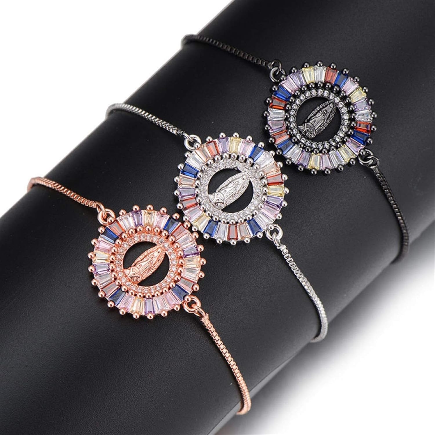 Shiny Princess Square Cubic Zirconia Crystal Bracelet Snake Shape Round Charm Bracelet Women Women Jewelry Adjustable