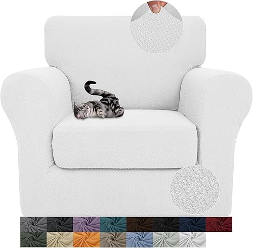 Miniatura 19 de JIVINER Fundas de sofá de 3 piezas para sofá de 2 cojines, funda de sofá elástica con 2 fundas de cojín de asiento extra grandes, fundas gruesas