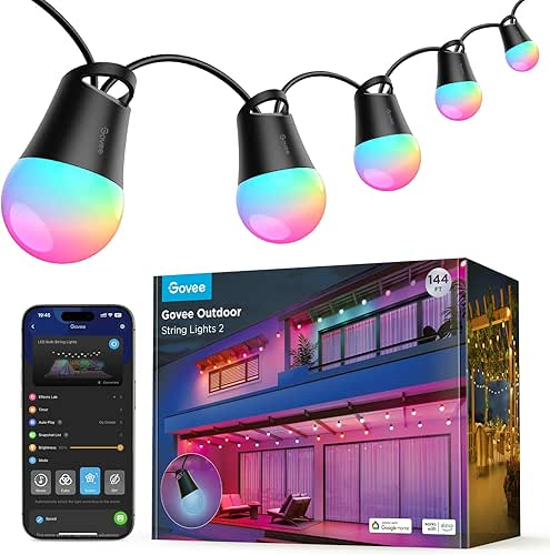 Govee Smart Outdoor String Lights 2, 144ft Outdoor Lights with