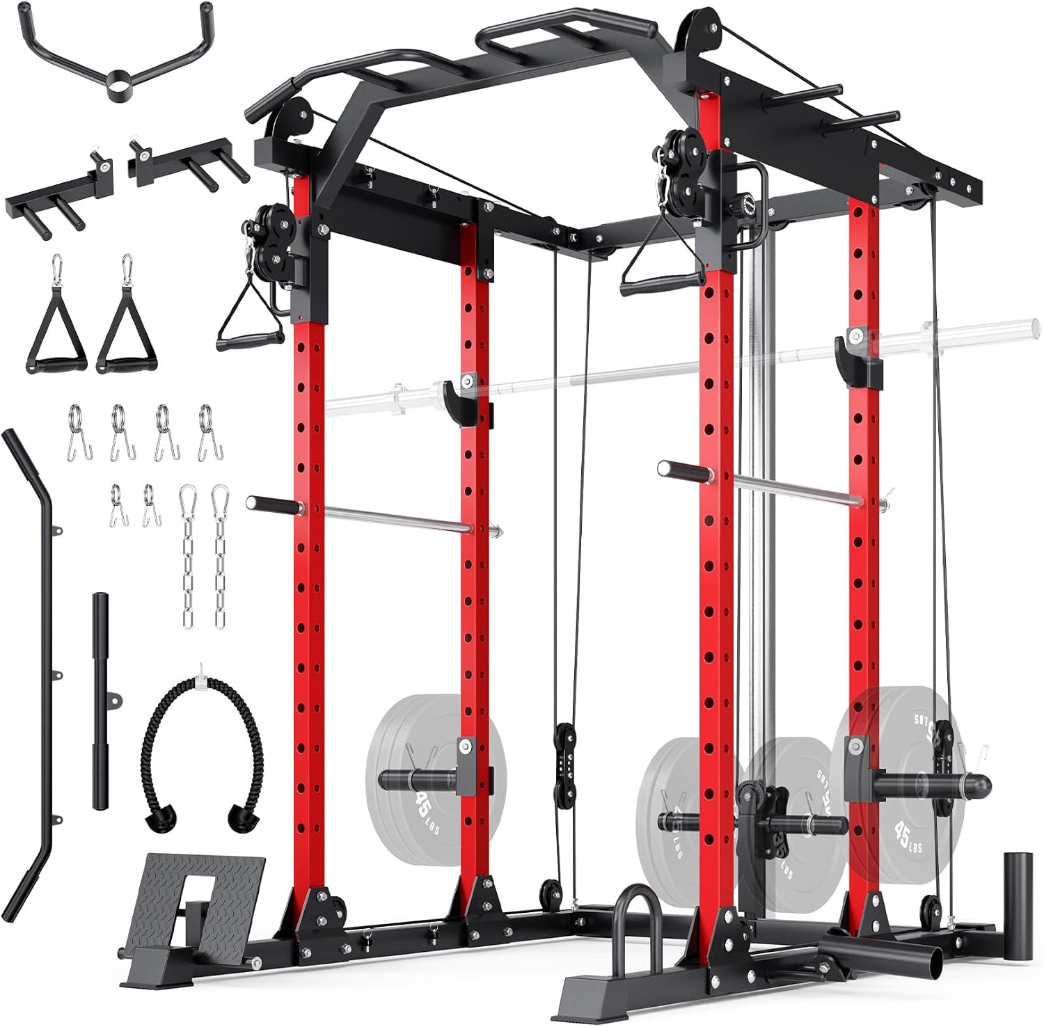 YOLEO Multi-Functional Power Cage, Adjustable Cable Crossover System ...