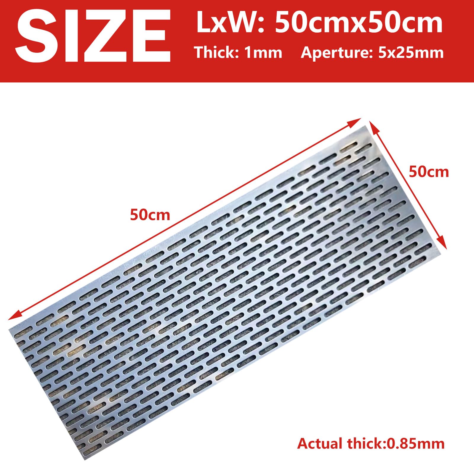 COYOUCO Chapa Perforada de Acero Inoxidable 304 con Ranuras – Malla metálica anticorrosiva para Uso Interior y Exterior,50x50cm Thick 1mm