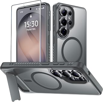 For Samsung Galaxy S26 Ultra Case with Kickstand,1*Screen Protector,[Compatible with Magsafe]Translucent Matte Military-Grade Protection,Magnetic Phone Case for Samsung Galaxy S26 Ultra,6.9"-Gray