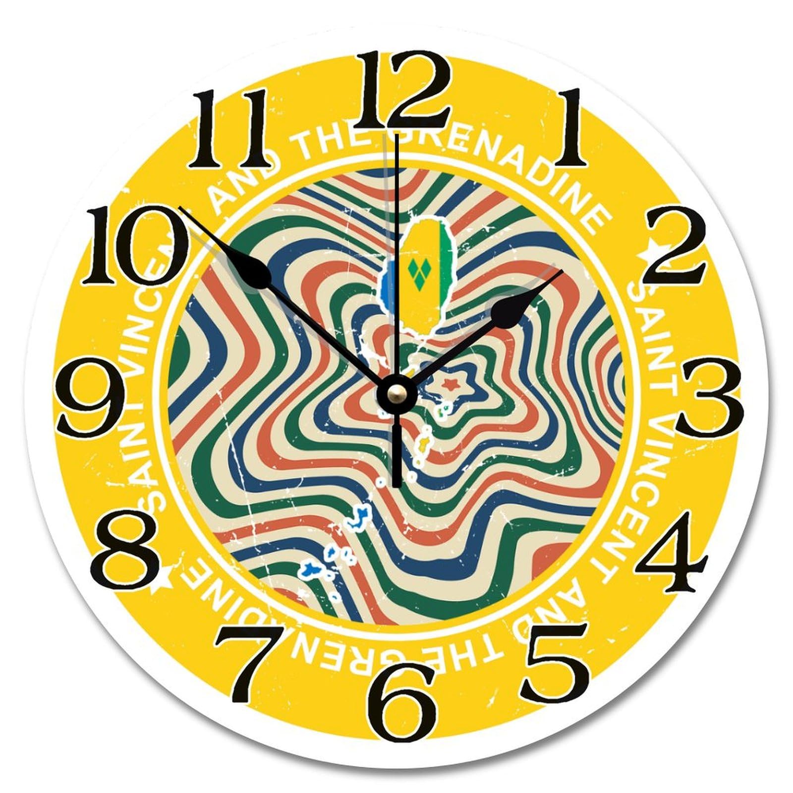 Horloge murale drapeau Saint-Vincent cadeau déco rustique pour maison et bureau