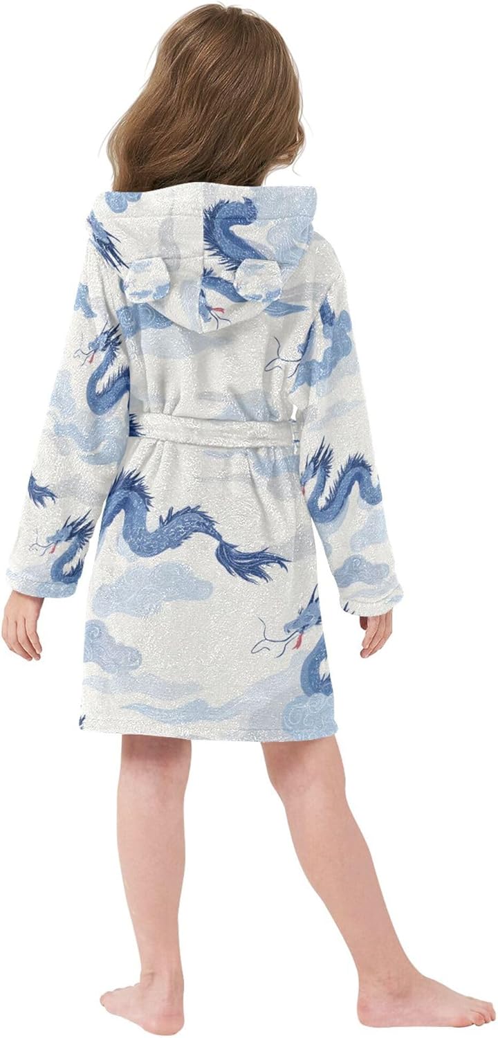Bathrobe Hooded PJ Robe Soft Fleece Robe Pajama Sleepwears 2-12 Years