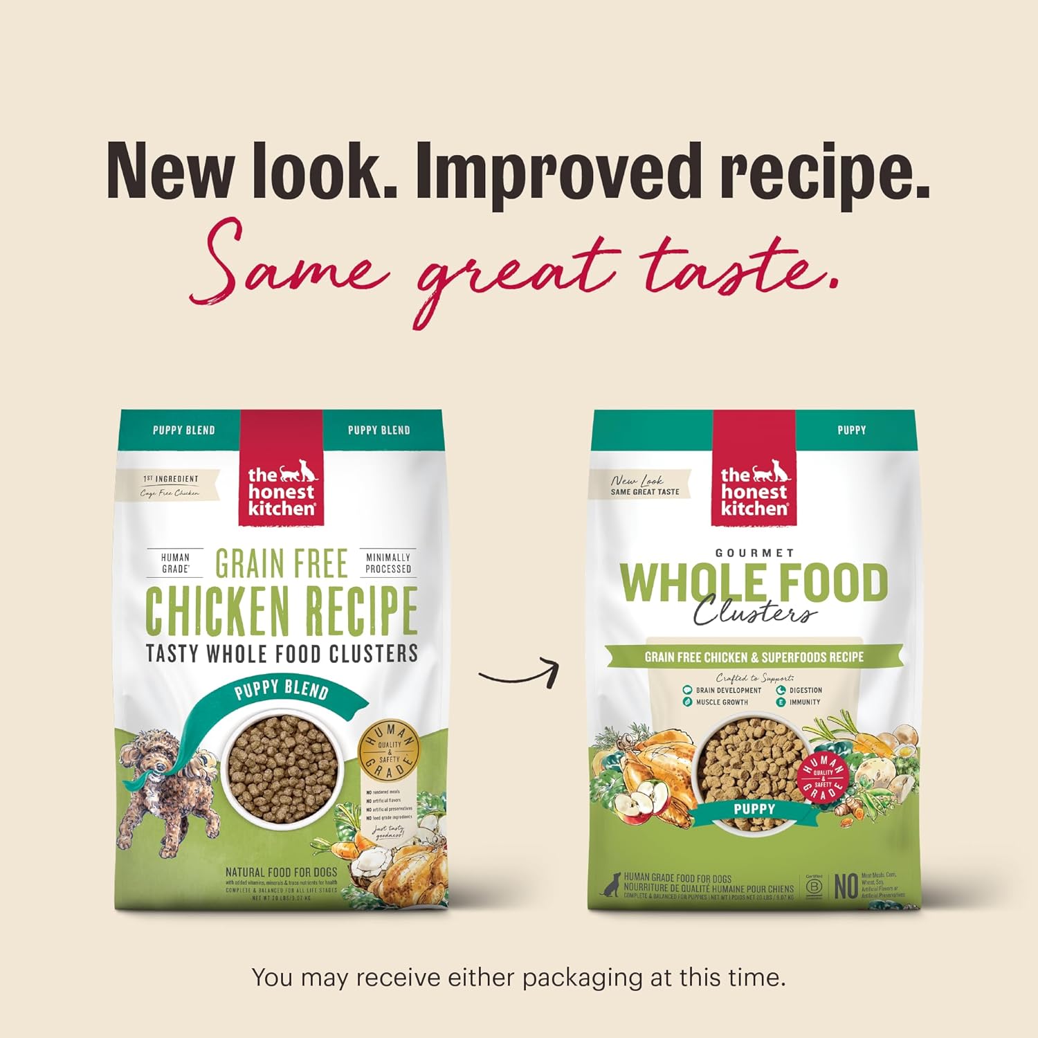 The Honest Kitchen Whole Food Clusters Puppy Grain Free Chicken Dry Dog Food, 20 lb Bag