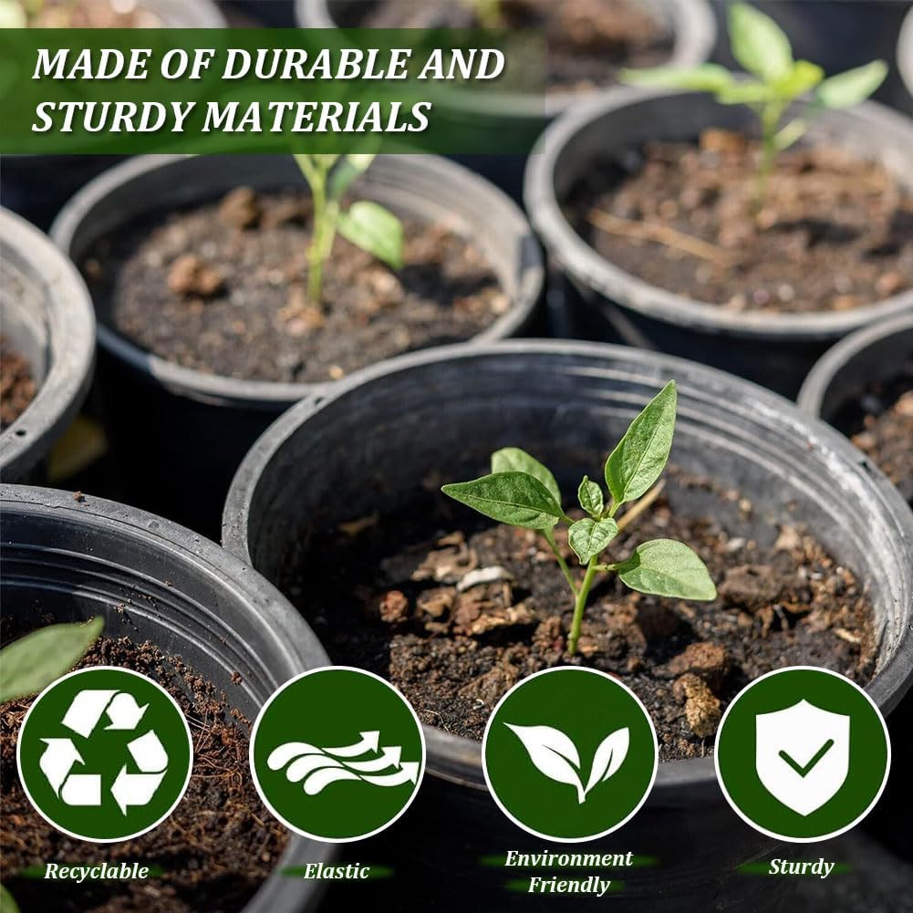 5 Packs Plastic Nursery Pots, 3 Gallon Plastic Seedling Pots with Drainage Holes, Flowers, Succulents, Plant Pot for Planting Flower Indoor Seed Starter Pot Outdoor