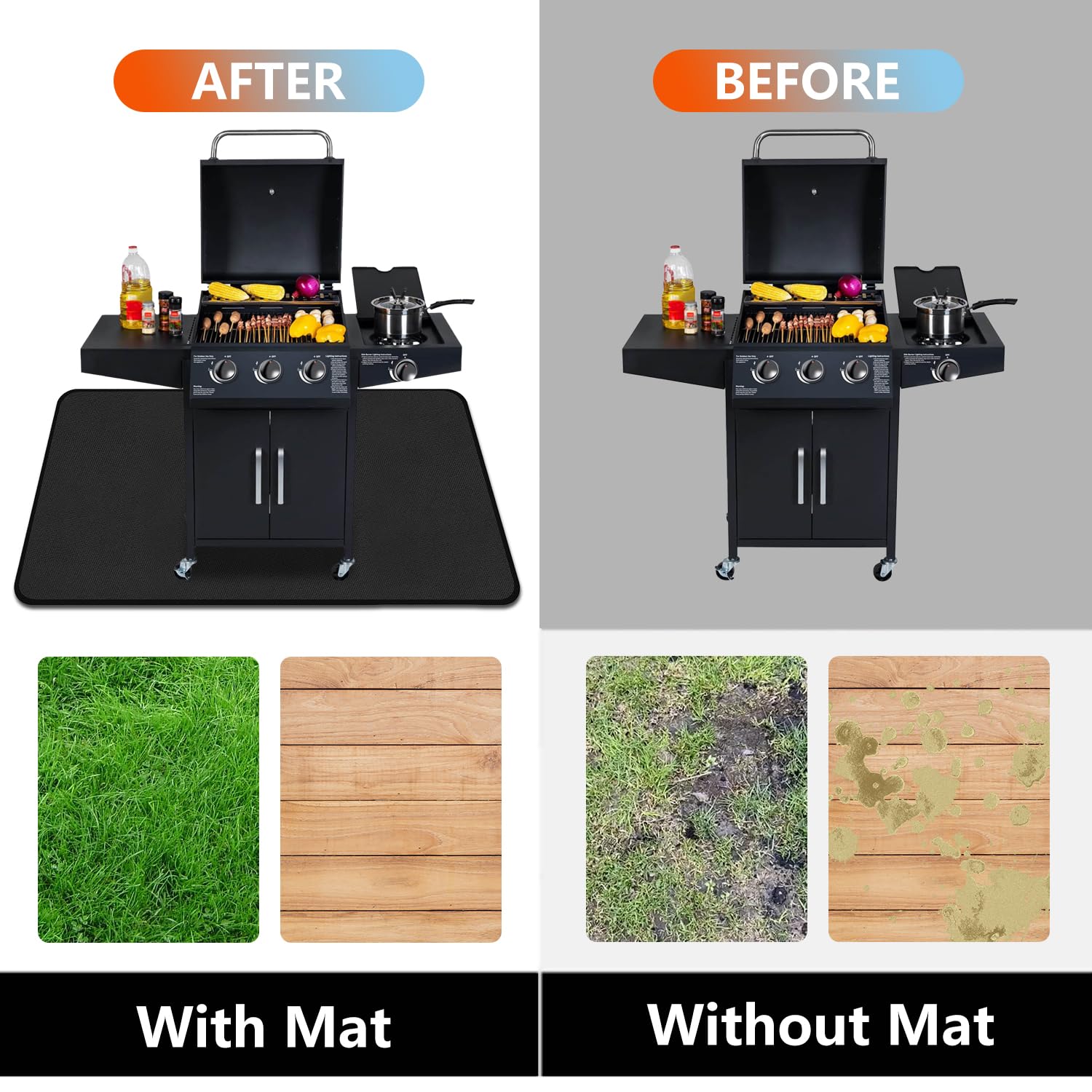 Tapis de Protection Tapis Barbecue Sol D'extérieur Tapis de Gril Anti Feu BBQ Tapis Réutilisable Facile à Nettoyer Étanche Tapis de Foyer pour Pelouse Patio
