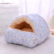 Cat Sleeping Bed,Pet Cave with Buttons and Zipper,Detachable and Washable, Cat Cave Bed for Indoor Cats & Small Dogs,Cat Bag Cat House Self Warming Cat Bed Mat Carpets,Blue,S