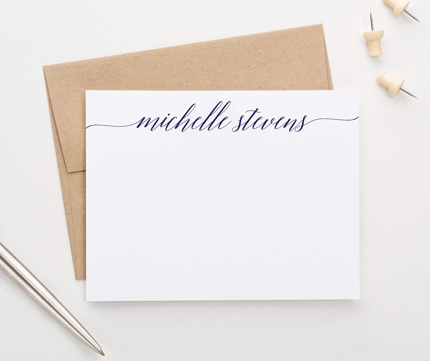 Personalized Stationary with Envelopes, FLAT OR FOLDED NOTE CARDS, Script Personalized Stationery for Women, Personalized Note Card Set, Your choice of Colors and Quantity