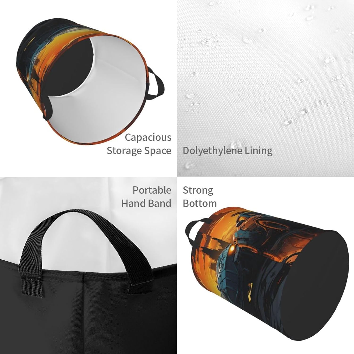 Cool Car Laundry Basket With Handles, Foldable Laundry Hamper Oxford Cloth Dirty Clothes Basket Waterproof Clothes Toys Storage Bin Organizer for Bedroom Bathroom Dorm image 3