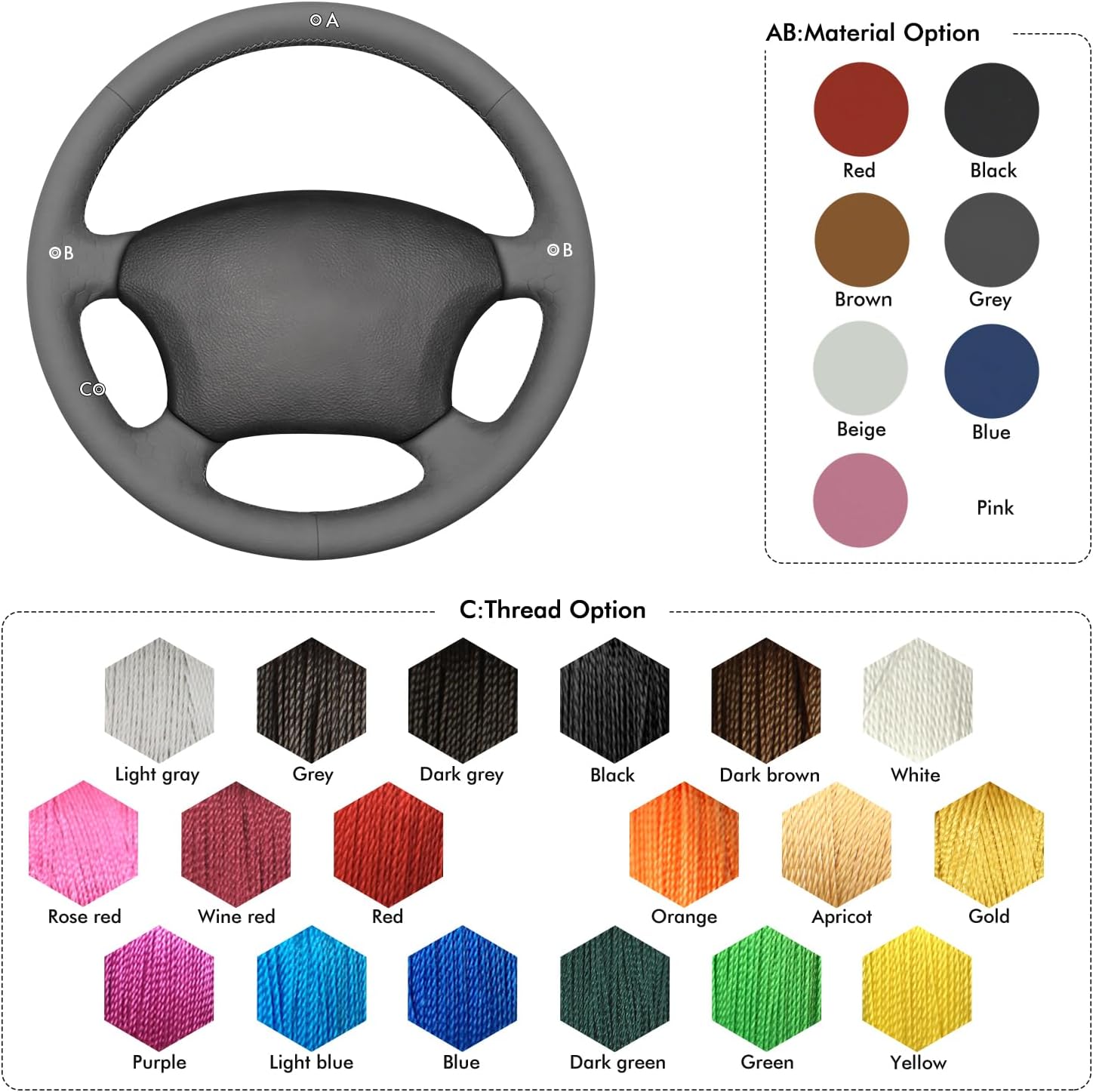 MEWANT Steering Wheel Cover Wrap for Toyota Tacoma Tundra 4Runner Sienna Highlander Sequoia Land Cruiser Prado 120 Land Cruiser Hilux LS400 GX GX470