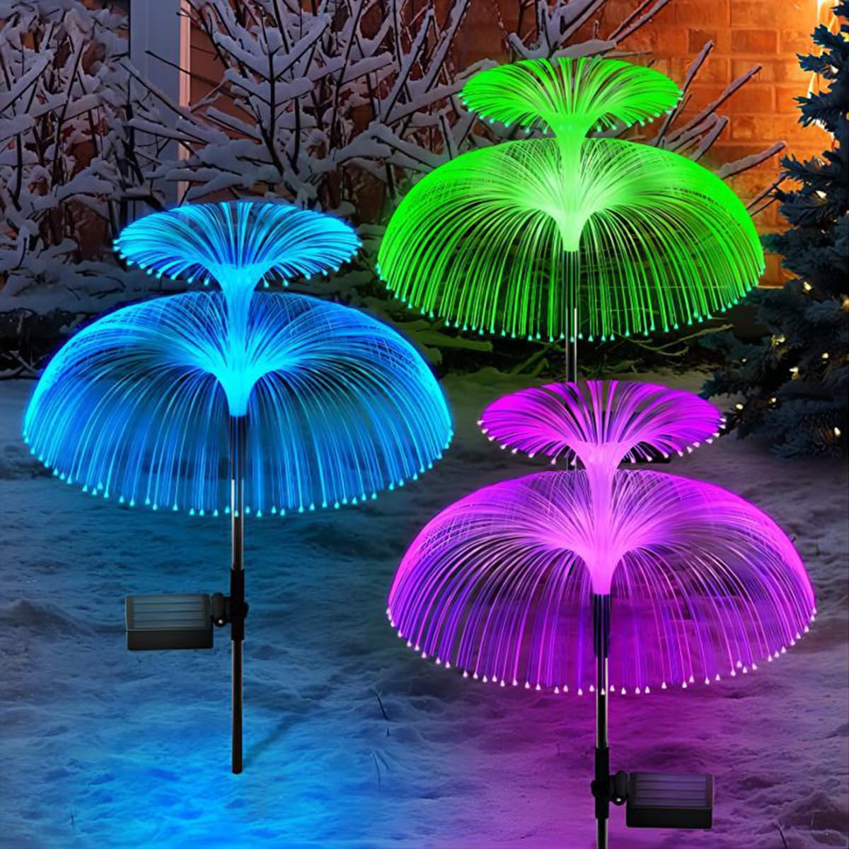 TangDao Solar Garden Lights Waterproof LED Jellyfish Lights Colour Changing Swaying Outdoor Fairy Garden Light (Double Layer/Stainless Steel)
