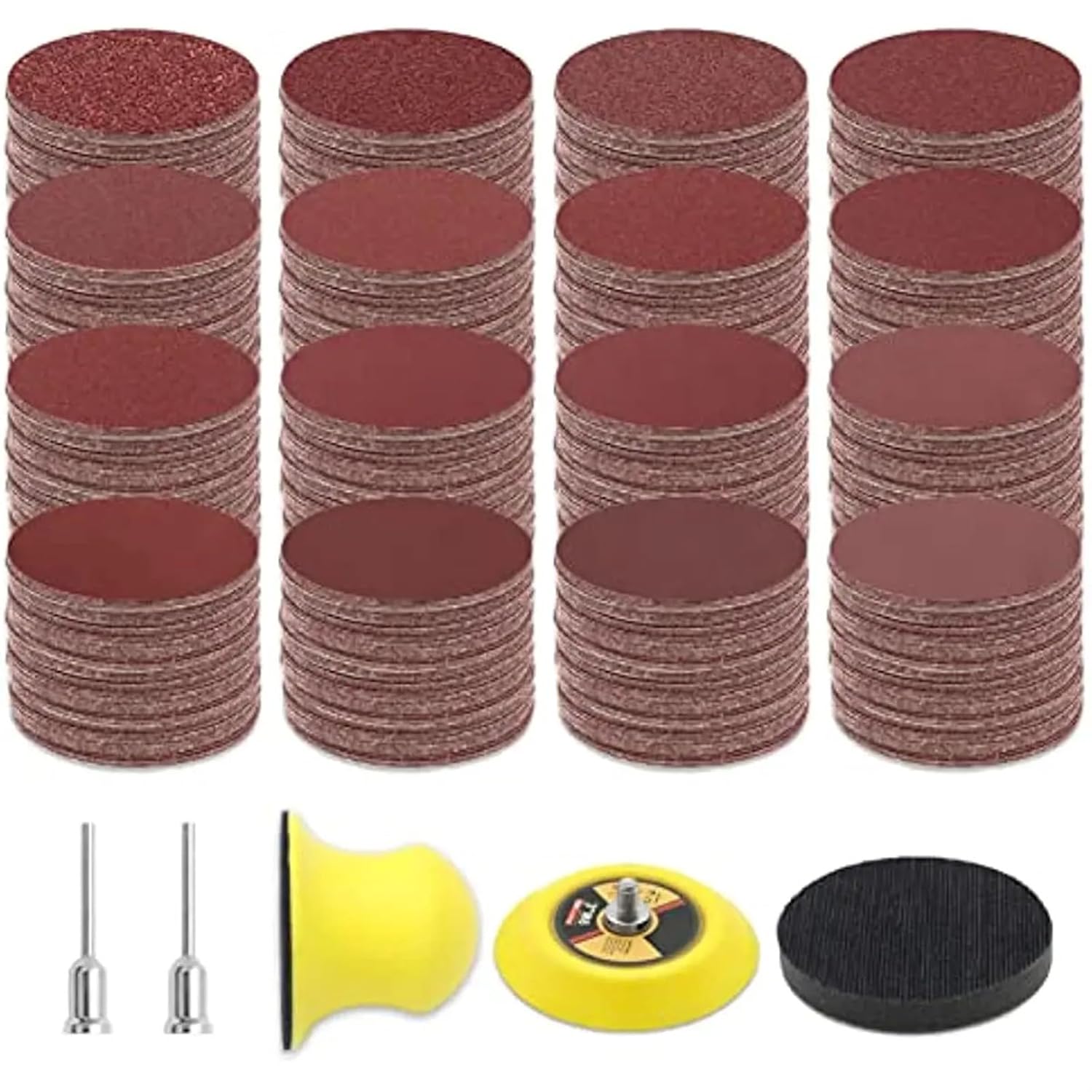 325Pcs/Set 3 Inch Sanding Discs Set Hook and Loop Sandpaper 40-2000 Grit Assorted with Backer Plate Buffering Pad Hand Sanding Block