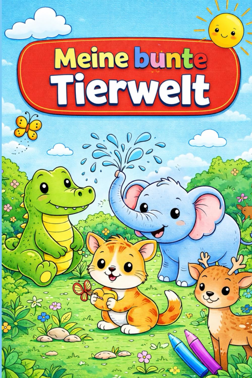 Meine bunte Tierwelt: Ein liebevoll gestaltetes Malbuch für Kinder ab 3 Jahren – Niedliche Tiere zum Ausmalen und Entdecken