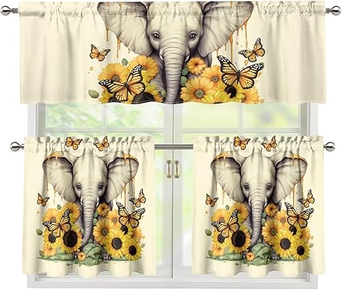 Miniatura 45 de Cortinas de Cocina con Patrón de Gallo Juego de 3 Piezas Elegante Juego de Cortinas de Cocina y Cenefas Elegante Juego de Cortinas de Sombra para