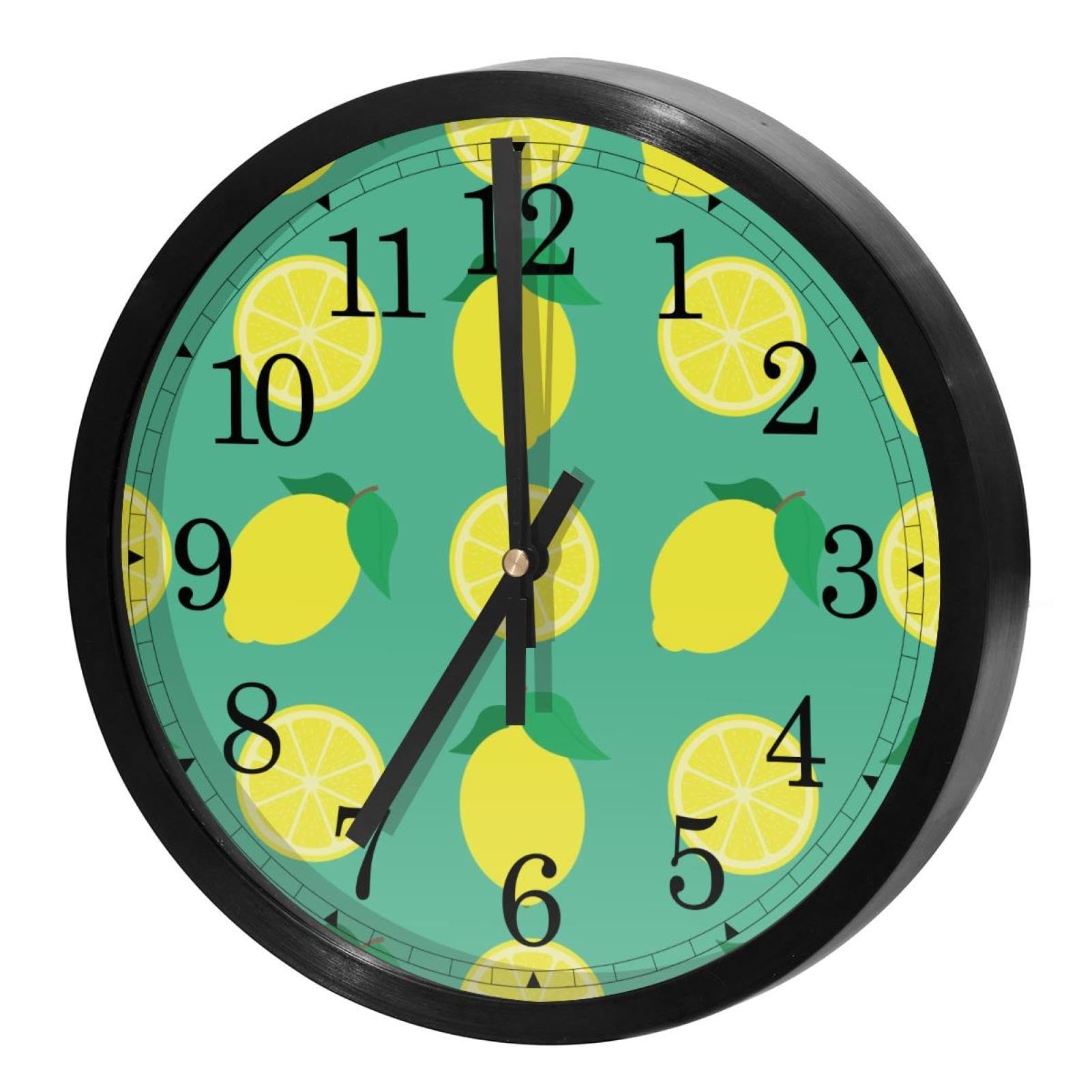 Horloge murale ronde pour maison et cuisine au design fraîcheur citrons d'été