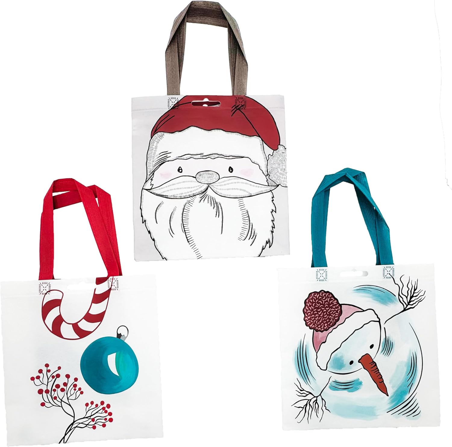 Earthwise Reusable Shopping Bags Extremely Durable Multi Use Small Stylish Fun Foldable Water-Resistant Totes Design - Holiday Jolly (pack of 6-2 of each Design) - Image 6