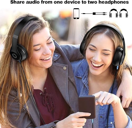 Miniatura 4 de MillSO Divisor de audio, hembra a 2 machos TRS divisor de audio de 0.138 in, cable adaptador de auriculares estéreo azul zafiro y chapado en oro