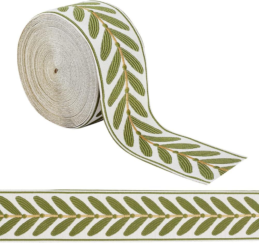 Amazon.com: OLYCRAFT 10.9Yards Jacquard Ribbon Trim 2.4 Inch Leaf ...