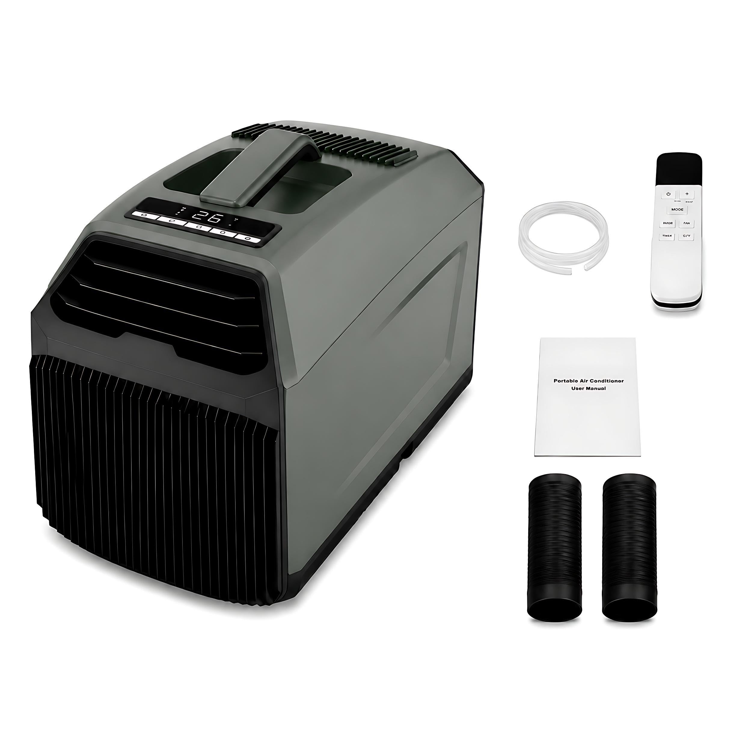 KPOUYYDS Small Portable AC, Tent Air Conditioner - 5100/4500 BTU Dual Hose, 330W Battery Friendly, Self-Evaporating Tech, 36dB Quiet Sleep Mode for RV, Truck Cabins, Off-Grid, Bedroom 4500BTU/AC