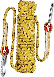 Aoneky Corda de escalada estática de 10 mm, corda de rapel de segurança para fuga de incêndio (amarelo 2, 32)