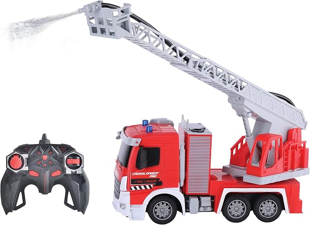 Lexibook Crosslander® pro, RC Fire Truck, zdalnie sterowany wóz strażacki, efekty świetlne, spray wodny, elektroniczna drabina obrotowa, akumulator, RCP20