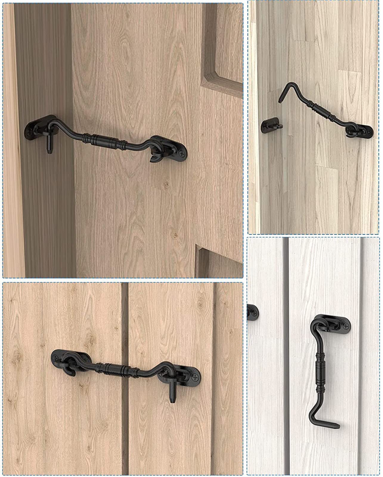 12 inch Barn Door Handle Retro Gold - Handmade Rustic Sliding Barn Door Pull Flush Handles with Hook Lock Latch Set, Barn Door Gate Garage Hardware Kit