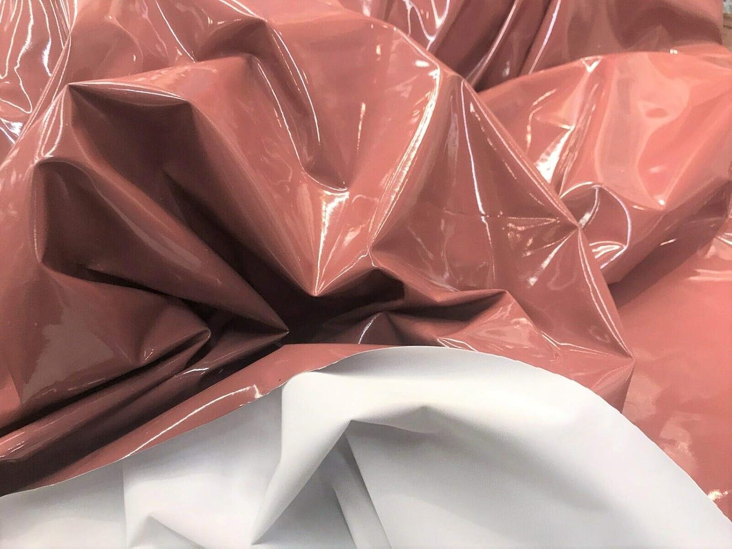 New Creations Fabric & Foam Inc, 54 Wide Faux Leather Vinyl 4 Way Stretch Spandex Dance Wear Fabric by The Yard (Dusty Rose, Glossy Vinyl)