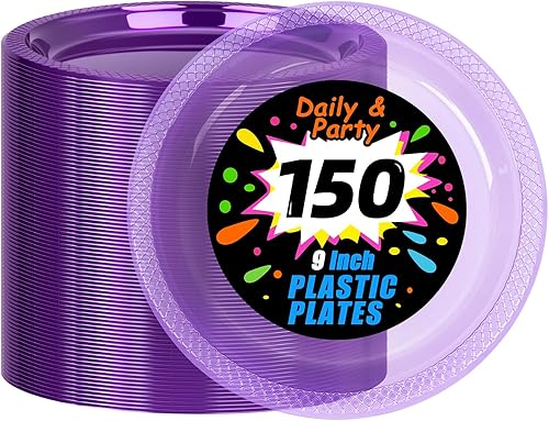 Miniatura 30 de WELLIFE Platos de postre negros de 7 pulgadas, 150 unidades, platos de postre de plástico desechables para fiestas, pasteles, aperitivos, ensaladas,