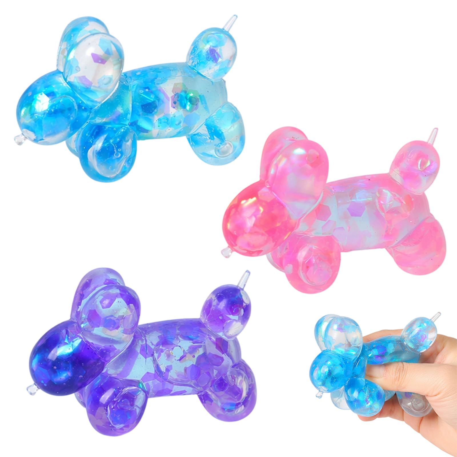 3 Pack Dog Squishy Blue Pink Purple For Desk Calm Focus