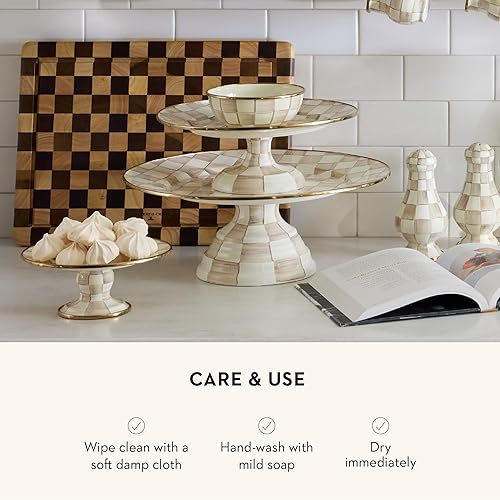 Miniatura 76 de MACKENZIE-CHILDS - Fuente de pedestal esmaltada, soporte redondo para pasteles, tamaño miniatura, Courtly Check - a cuadros negros y blancos Chequeo