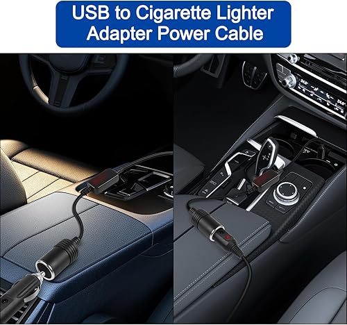 Miniatura 3 de Cable de alimentación USB C a encendedor de cigarrillos, cable de alimentación USB C macho a 12 V, cable convertidor hembra para grabadora de