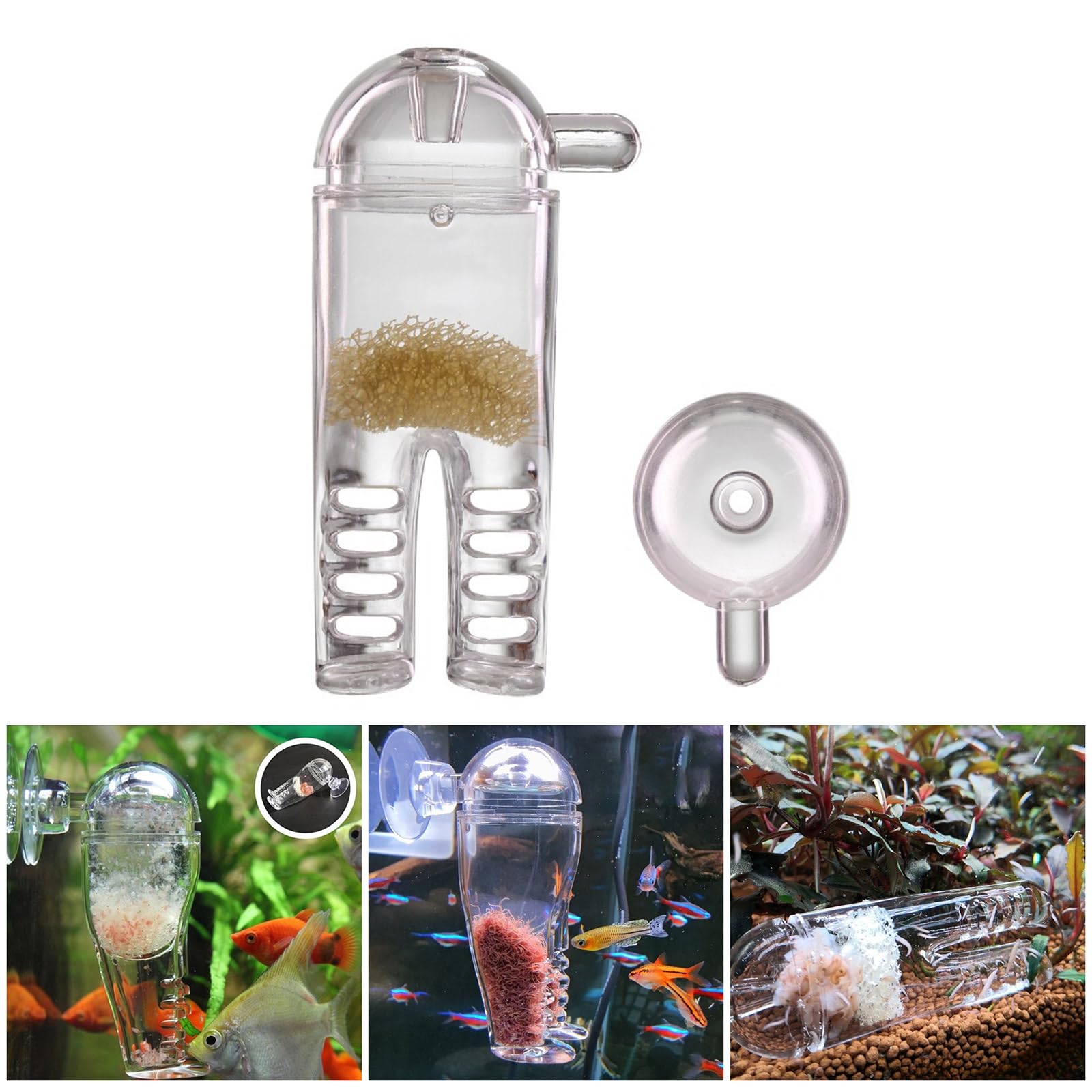 HUANGANG Acrylic Snail Traps for Aquariums Suction Cup Clear Snail Catcher Multifunctional Shrimp Feeder Planaria Traps