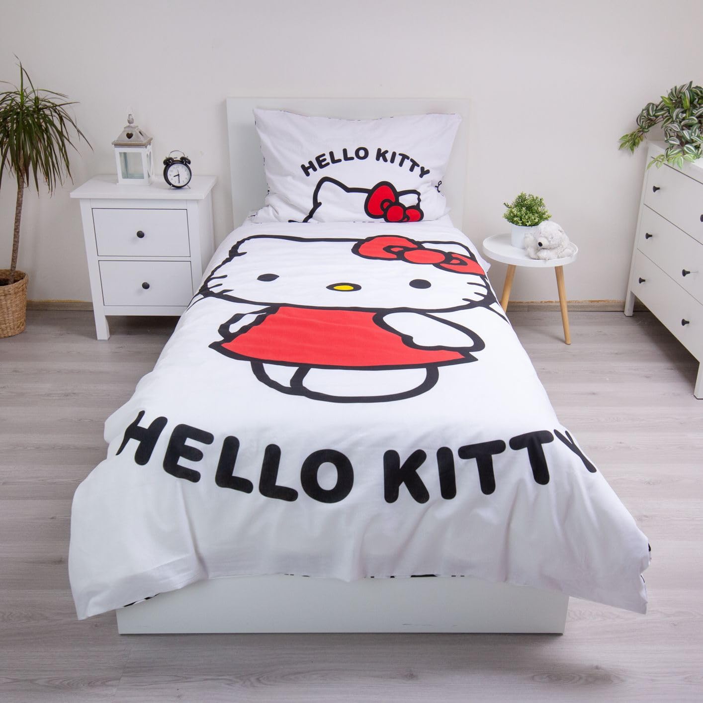 Jerry Fabrics Hello Kitty - Juego de Ropa de Cama Infantil (140 x 200 cm + 70 x 90 cm, 100% algodón), diseño de Hello Kitty