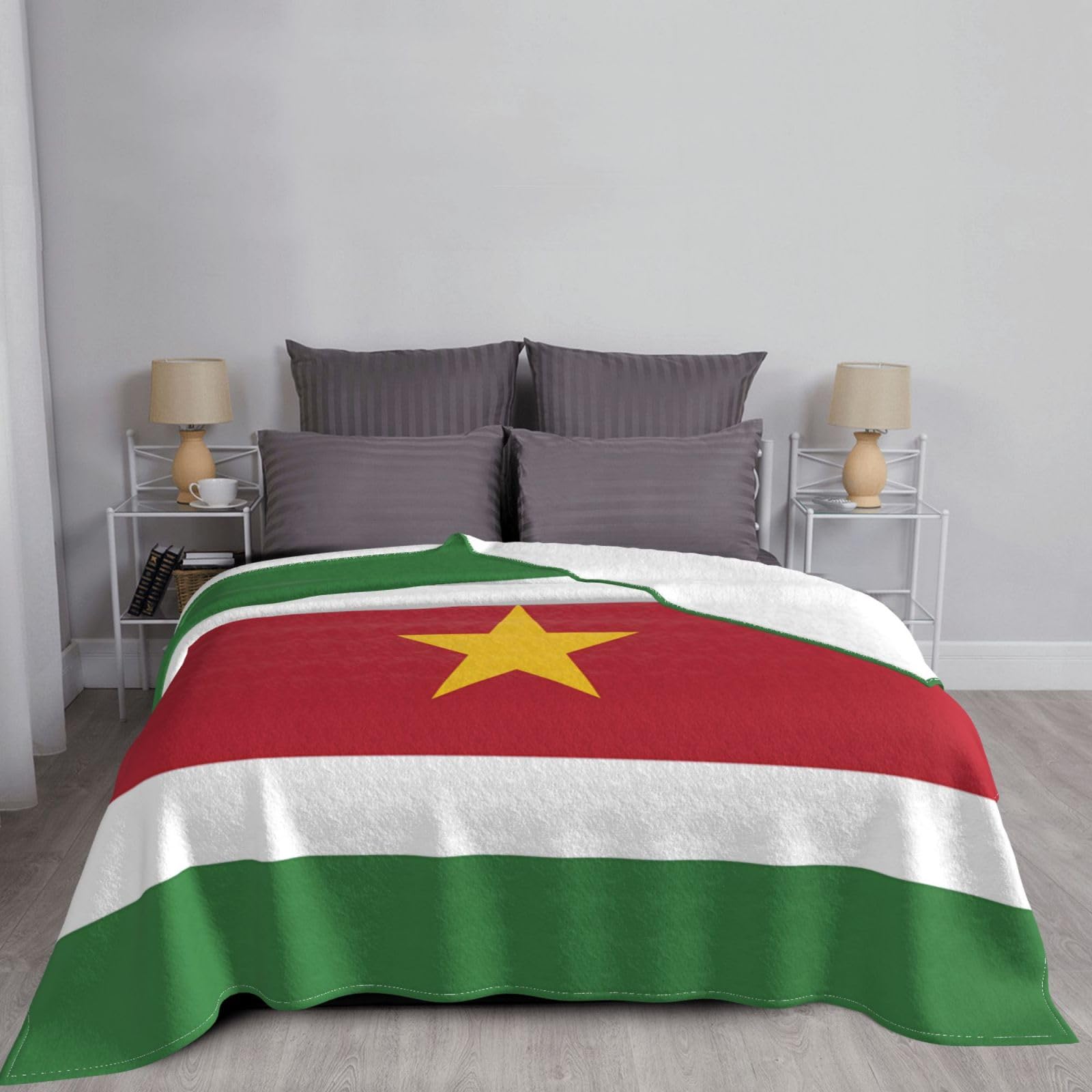 Manta de viaje portátil de 80 x 60 pulgadas, suave, resistente a las arrugas, plegable, exquisita bandera de Surinam