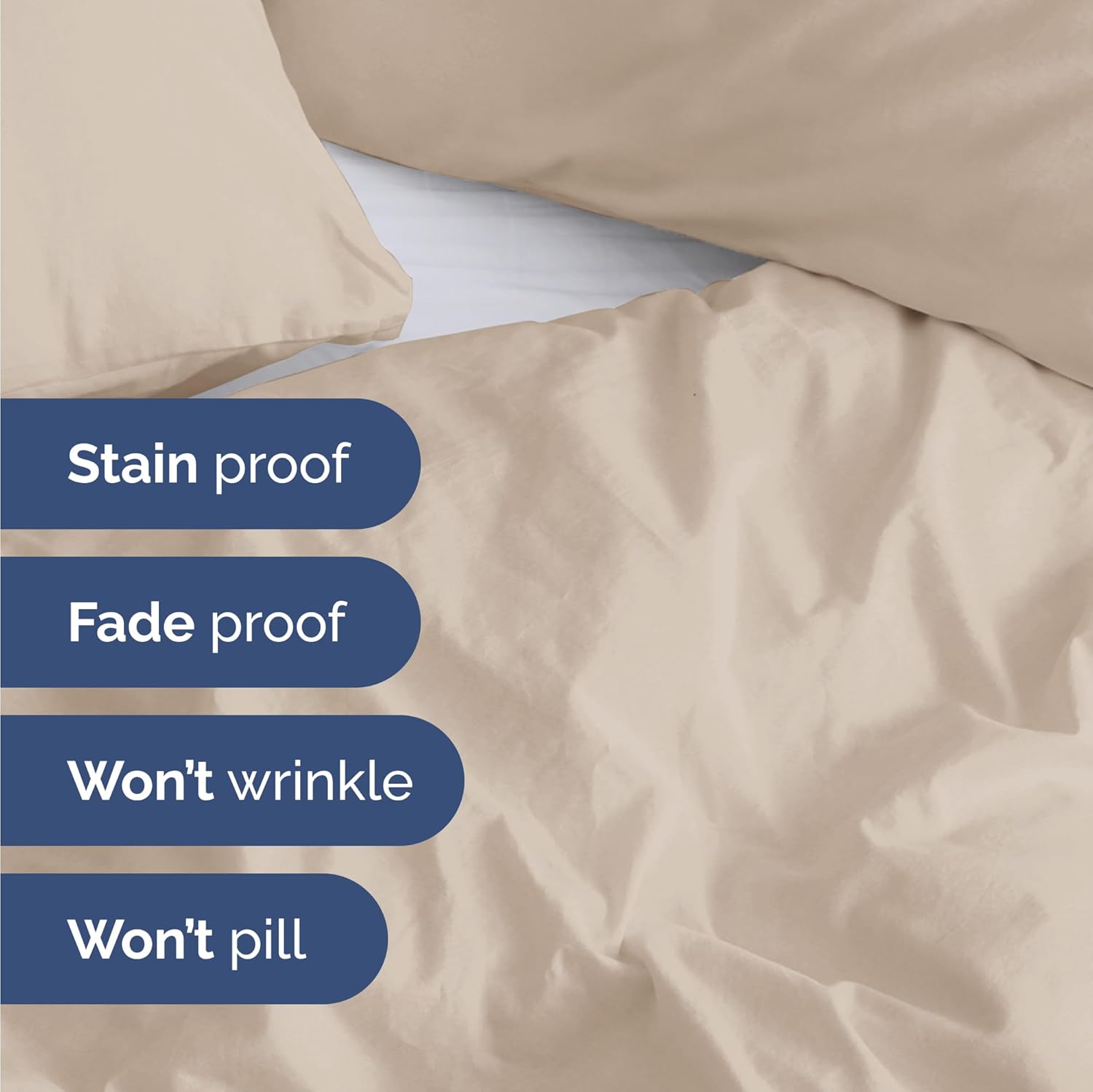 Wrap Around Dust Ruffle Bed Skirt & Comforter + Duvet Cover Bundle - Cream - for Twin Size Beds with 12 Inch Drop - Elastic Strap - Adjustable Pleated Bedskirt Fabric - for Women, Men, Kids & Teens