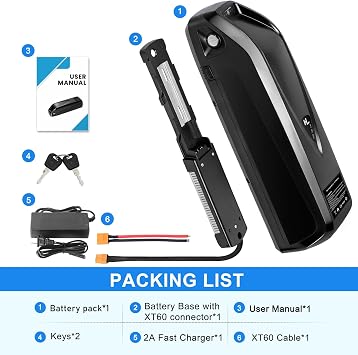48V 13AH Ebike Battery, Lithium Battery with 30A BMS for 0-1000W Motors, Includes USB Output, Safe Lock, Led Indicator Light, Base&XT60 Connector (48V 13AH)