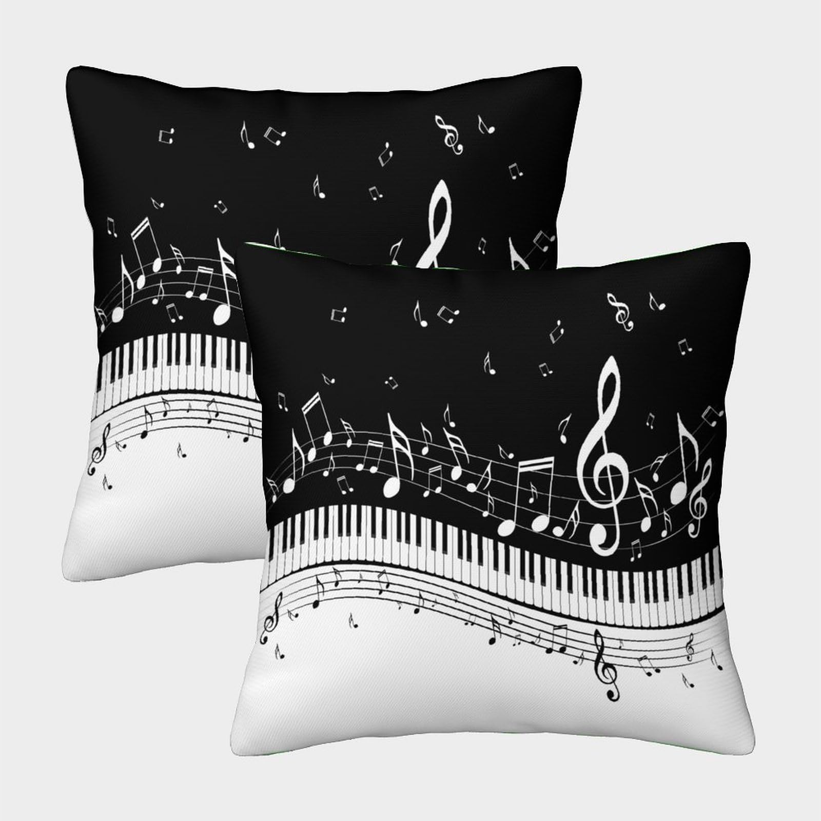 QFVANSIYO Elegant Music 3D Printed Microfiber Pillowcase Piano Bedroom Decor Musical Notes Pillow Cover Breathable Skin-Friendly 40x40cm