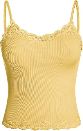 Amazon.com: SOLY HUX Girl's Lace Trim Camisoles Ribbed Spaghetti