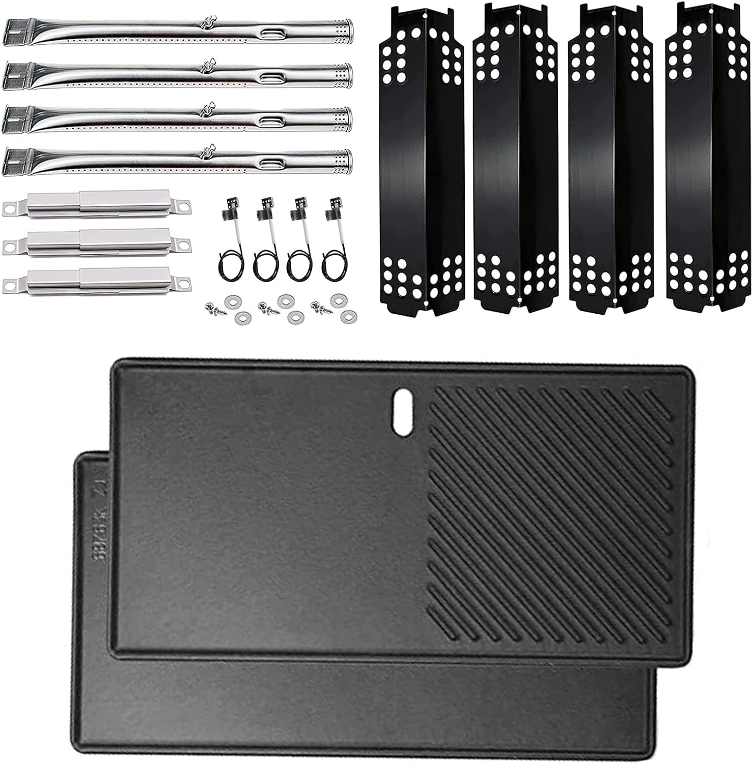 Hisencn Grill Replacement Parts for Charbroil 463436215, 463436214, 463436213, 463439915, 467300115, 463439914, 461372517, G432-Y700-W1, Grill Burner, Heat Plate, Crossover Tube with Griddle